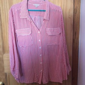 Elaine rose red/white stripes top